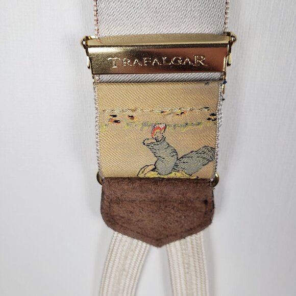Trafalgar Braces Asian Fish Koi Carp Kite Flyer Print Beige Button Suspenders - Picture 7 of 8